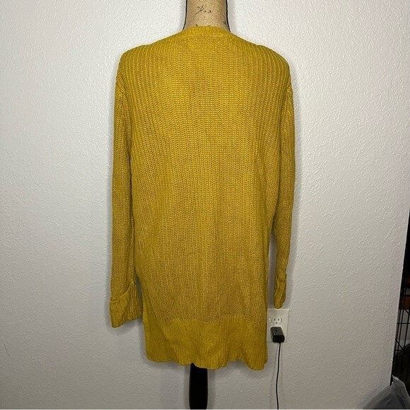 Ruby Moon Anthropologie Womens Mustard Knit Long Sleeve V-Neck Sweater sz M - Picture 7 of 7